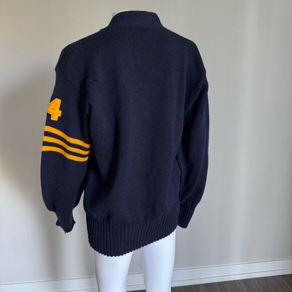 Vintage 100% Virgin Wool V-Neck Varsity Swim Mid-Century Sweater Made In Detroit - Picture 5 of 7